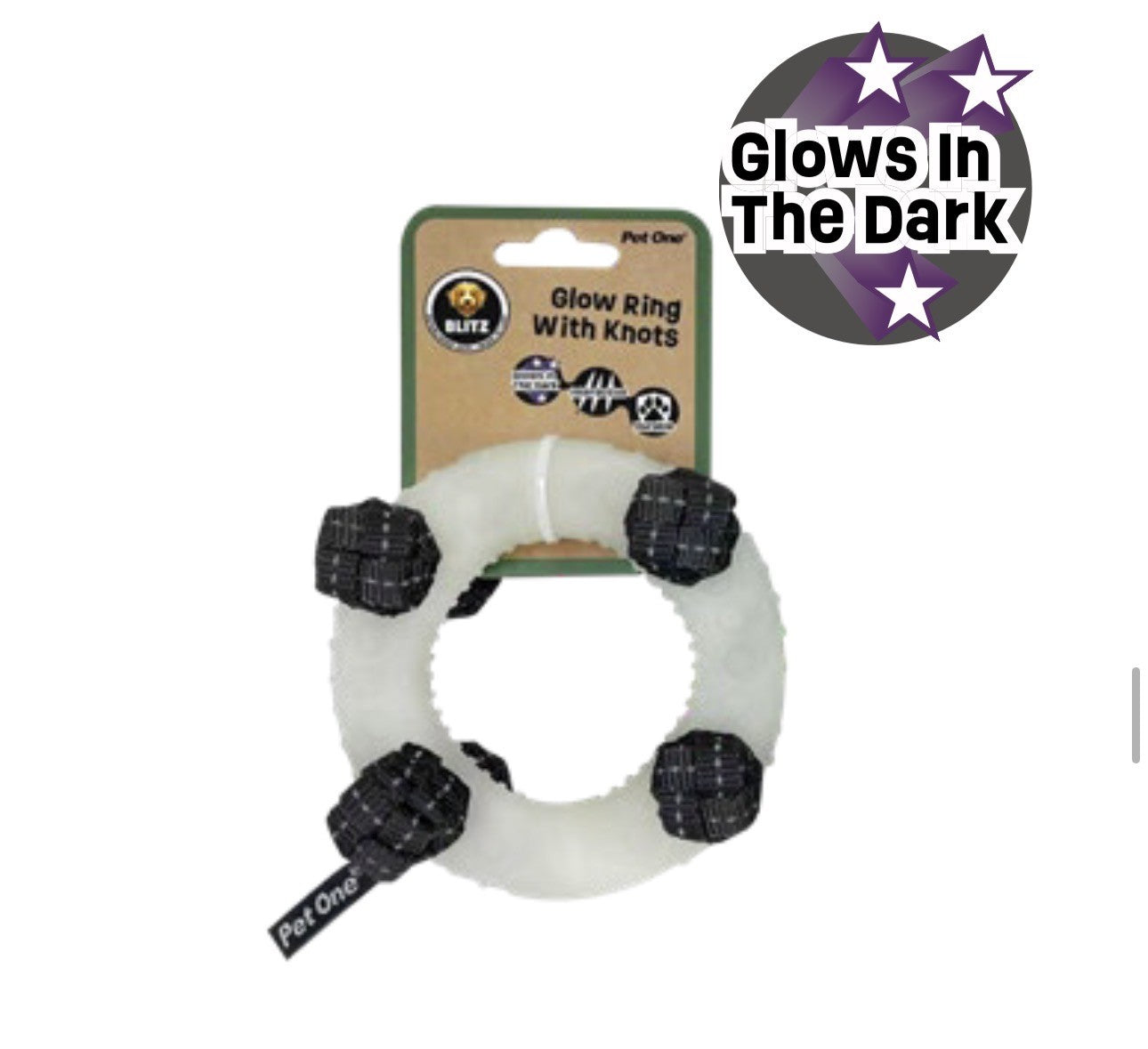 BLITZ GLOW IN THE DARK RING W KNOTS GREY (MEDIUM)