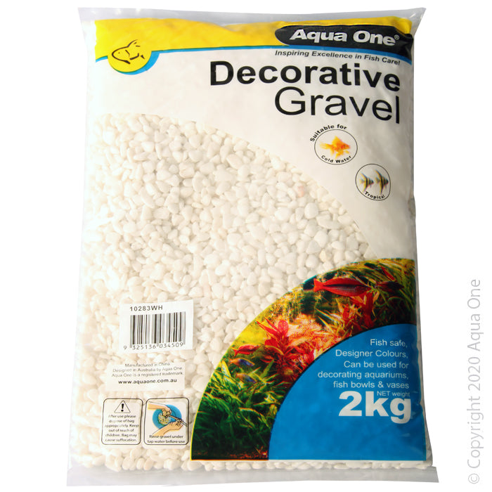 Aqua One Decorative Gravel- WHITE 2KG