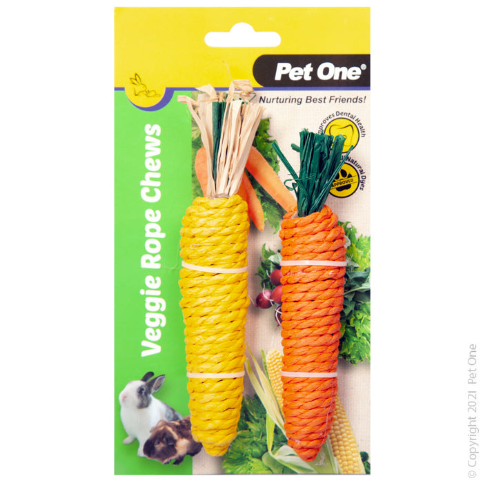 Pet One Veggie Rope Chews Twin Pack - Carrot/Corn (M)
