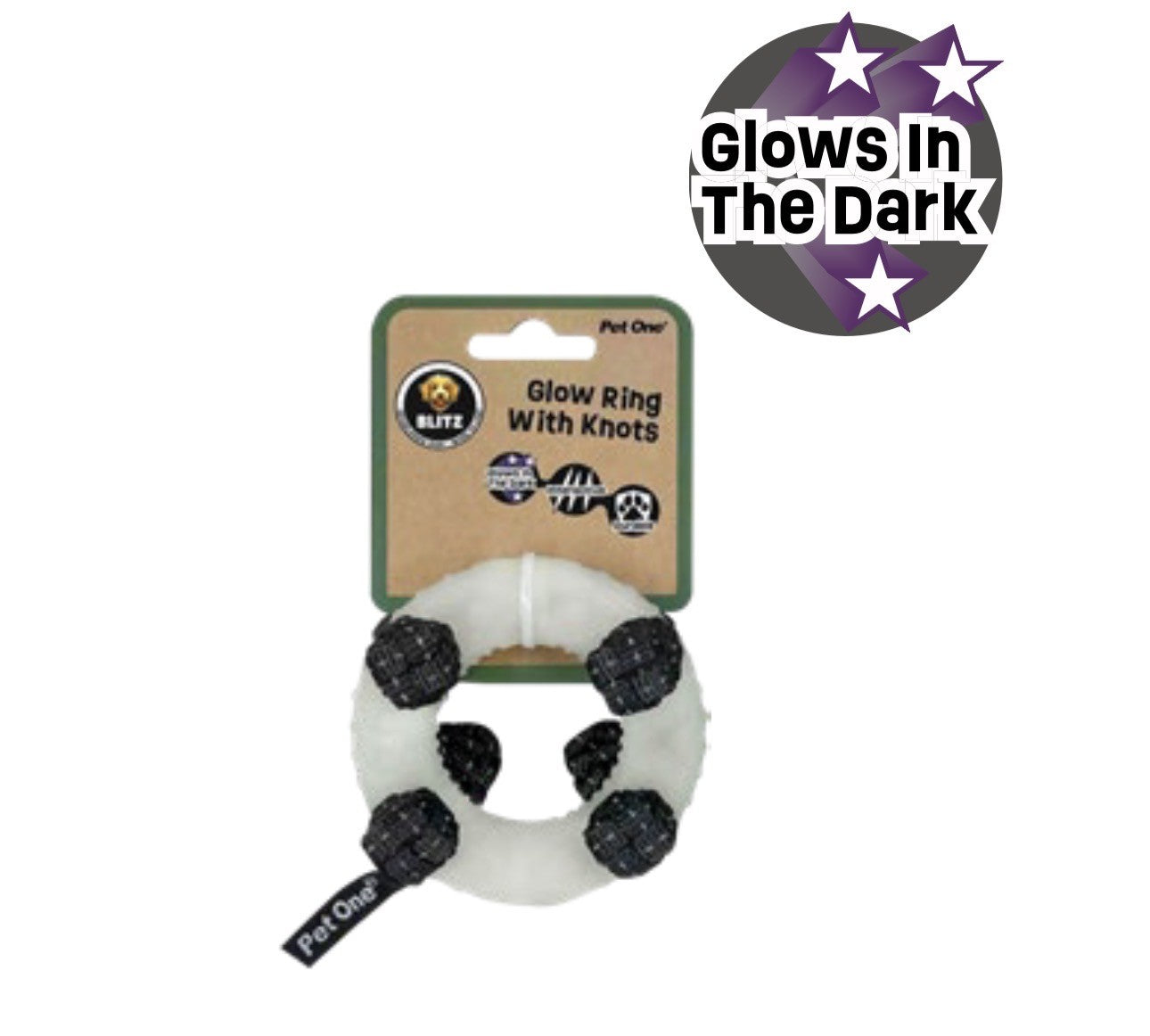 BLITZ GLOW IN THE  DARK RING W KNOTS GREY (SMALL)